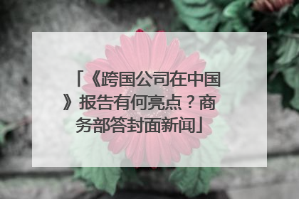 《跨国公司在中国》报告有何亮点？商务部答封面新闻
