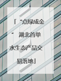 “点绿成金” 湖北首单水生态产品交易落地