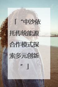 “中沙依托传统能源合作模式探索多元创新”