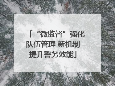 “微监督”强化队伍管理 新机制提升警务效能