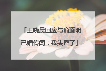王晓晨回应与俞灏明已婚传闻：我头昏了