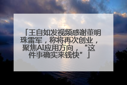 王自如发视频感谢董明珠雷军，称将再次创业，聚焦AI应用方向，“这件事确实来钱快”