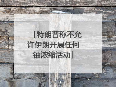 特朗普称不允许伊朗开展任何铀浓缩活动