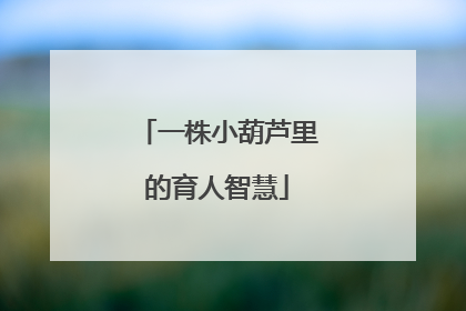 一株小葫芦里的育人智慧