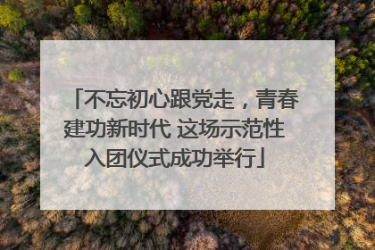 不忘初心跟党走，青春建功新时代 这场示范性入团仪式成功举行