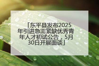 东平县发布2025年引进急需紧缺优秀青年人才初试公告，5月30日开展面谈
