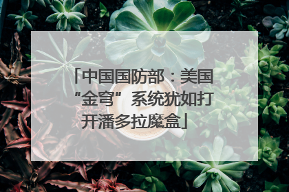 中国国防部：美国“金穹”系统犹如打开潘多拉魔盒