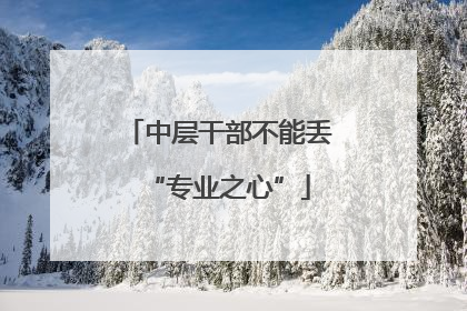 中层干部不能丢“专业之心”