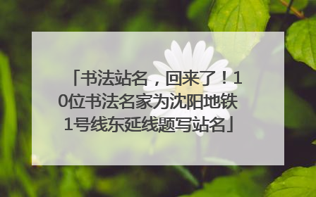 书法站名，回来了！10位书法名家为沈阳地铁1号线东延线题写站名