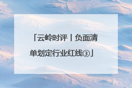 云岭时评丨负面清单划定行业红线③