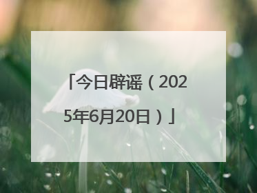今日辟谣（2025年6月20日）