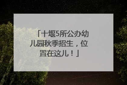 十堰5所公办幼儿园秋季招生，位置在这儿！