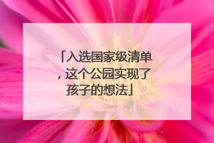 入选国家级清单，这个公园实现了孩子的想法