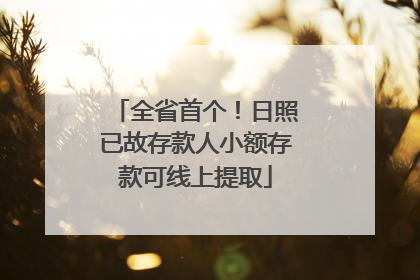 全省首个！日照已故存款人小额存款可线上提取