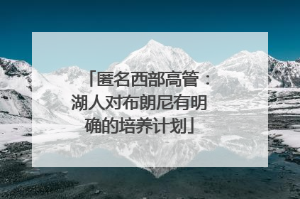 匿名西部高管：湖人对布朗尼有明确的培养计划