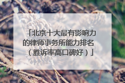 北京十大最有影响力的律师事务所能力排名（胜诉率高口碑好）