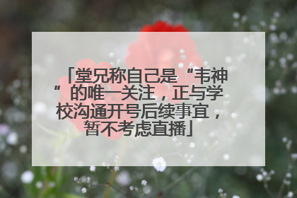 堂兄称自己是“韦神”的唯一关注，正与学校沟通开号后续事宜，暂不考虑直播