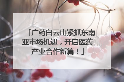 广药白云山紧抓东南亚市场机遇，开启医药产业合作新篇！