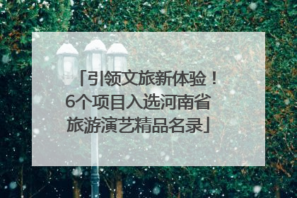 引领文旅新体验！6个项目入选河南省旅游演艺精品名录