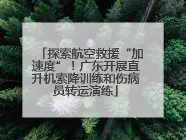 探索航空救援“加速度”！广东开展直升机索降训练和伤病员转运演练