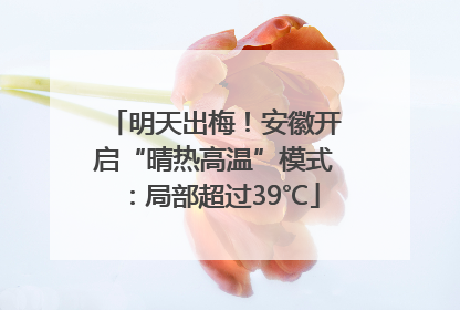 明天出梅！安徽开启“晴热高温”模式：局部超过39℃