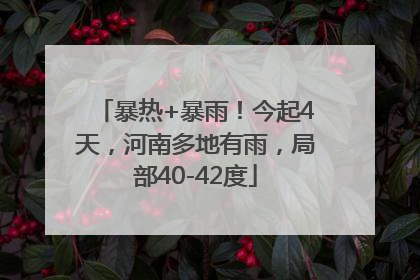 暴热+暴雨！今起4天，河南多地有雨，局部40-42度
