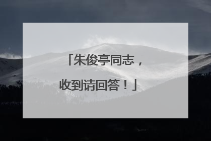 朱俊亭同志，收到请回答！