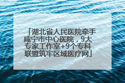 湖北省人民医院牵手咸宁市中心医院，9大专家工作室+9个专科联盟筑牢区域医疗网