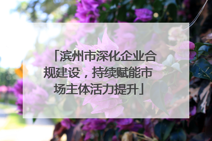 滨州市深化企业合规建设，持续赋能市场主体活力提升