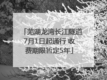 芜湖龙湾长江隧道7月1日起通行 收费期限暂定5年