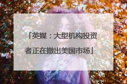 英媒：大型机构投资者正在撤出美国市场