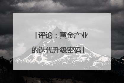 评论：黄金产业的迭代升级密码