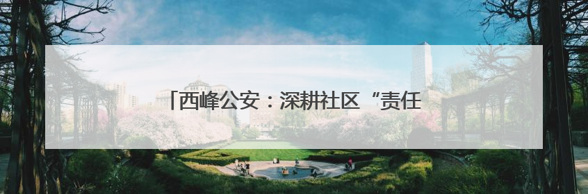 西峰公安：深耕社区“责任田” 筑牢治理“压舱石”