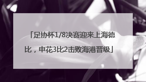 足协杯1/8决赛迎来上海德比，申花3比2击败海港晋级