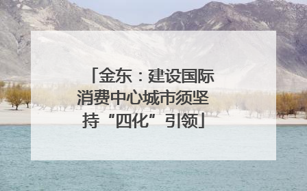 金东：建设国际消费中心城市须坚持“四化”引领