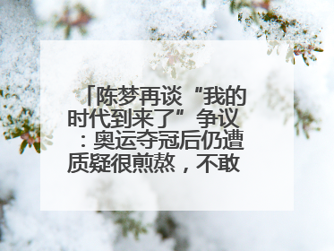 陈梦再谈“我的时代到来了”争议：奥运夺冠后仍遭质疑很煎熬，不敢再这么说了