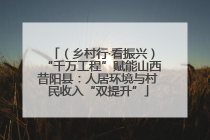 （乡村行·看振兴）“千万工程”赋能山西昔阳县：人居环境与村民收入“双提升”