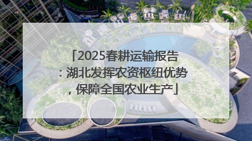 2025春耕运输报告：湖北发挥农资枢纽优势，保障全国农业生产