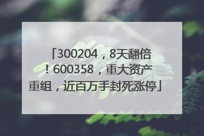 300204，8天翻倍！600358，重大资产重组，近百万手封死涨停