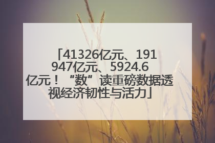 41326亿元、191947亿元、5924.6亿元！“数”读重磅数据透视经济韧性与活力