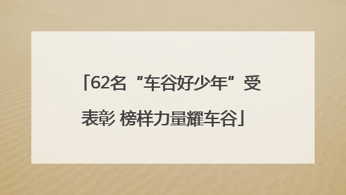 62名“车谷好少年”受表彰 榜样力量耀车谷